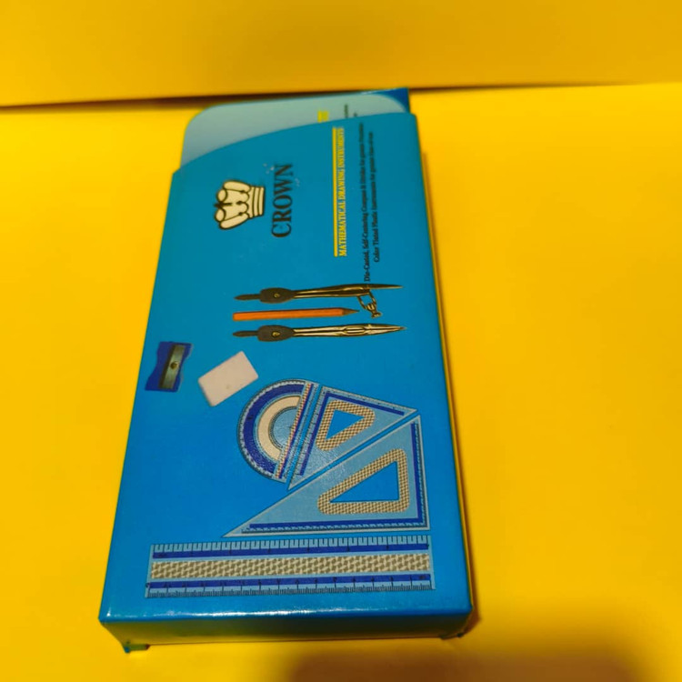 ست پرگاروخط کش جعبه فلزی مارک crown